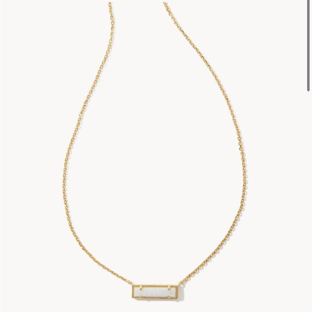 Leanor Gold Short Pendant Necklace in Iridescent Drusy